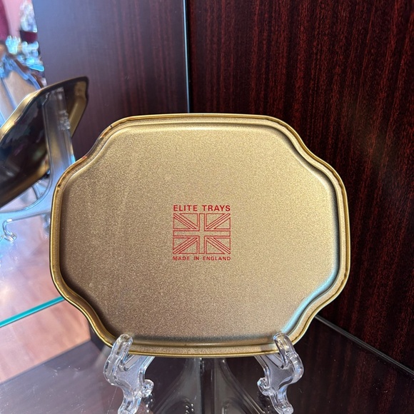 Vintage Tin English Tray Bird Flower Leaves Small Asian Writing Elite Trays - Picture 5 of 6